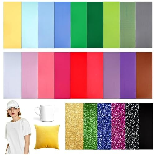 PORFOYO Infusible Transfer Ink Sheets, 24 unidades Infusible Ink Folie, Fusible Transfer Ink Sheets, Hojas de tinta de transferencia indefusibles, papel de sublimación preteñido para camisetas, tazas