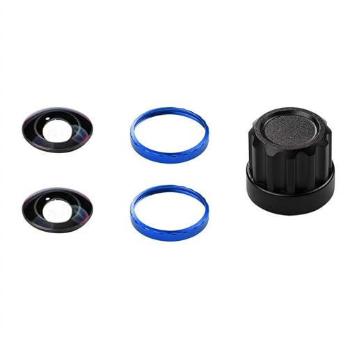 Kit de repuesto para Insta360 X5 con herramienta de intercambio de lentes DIY y anillos multicolor - Juego de lentes ópticos HD para cámara de 360 grados (anillo azul doble juego) (anillo azul doble