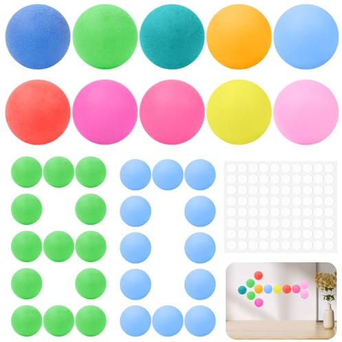 Hexizexi Balles de tennis de table colorées 40 mm avec autocollants