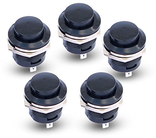 5 x SPST Commutateur a Bouton-Poussoir Rond a Bascule Momentane AC 6A/125V 3A/250V