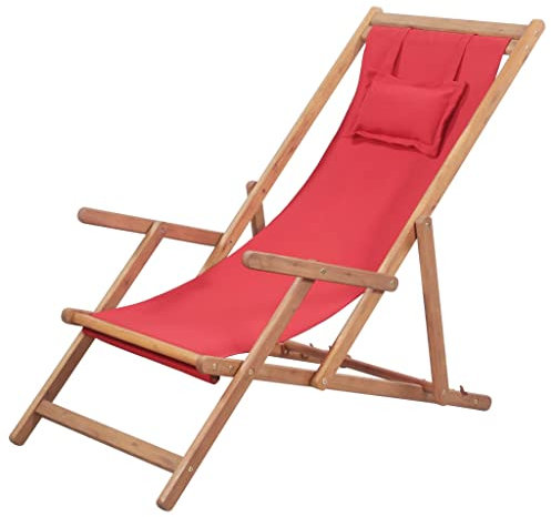 vidaXL Holz Liegestuhl Rot Sonnenliege Strandliege Gartenliege Liege Garten