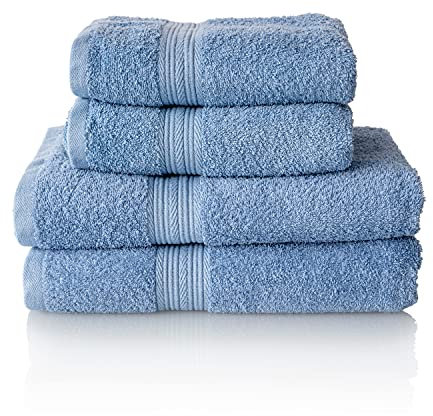 ALCLEAR Premium Frottier Handtuch Set, Frotteeserie in 6 Farben und 5 Größen, Farbe: Jeansblau, 2X Duschtücher 70x140 cm und 2X Handtücher 50x100 cm