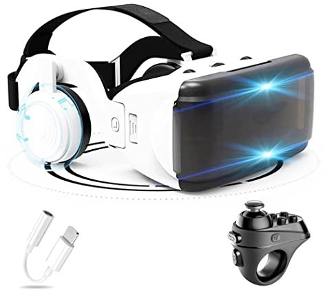 JYMYGS Lunette 3D VR, Casque de Réalité Virtuelle, Casque VR, Contrôleur Bluetooth Smartphone pour iPhone 13 Pro Max/13 Pro/13/12/11, pour Samsung Galaxy S21, Huawei, Xiaomi séries