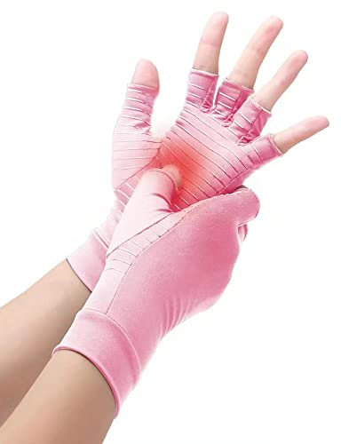 Waxden Kupfer Kompressionshandschuhe, Arthritis Handschuhe, beste Kupfer Infundierte Handschuhe für Damen und Herren, Schmerzlinderung und Heilung für Arthritis, Karpaltunnelsyndrom, 1 Paar (M, Rosa)