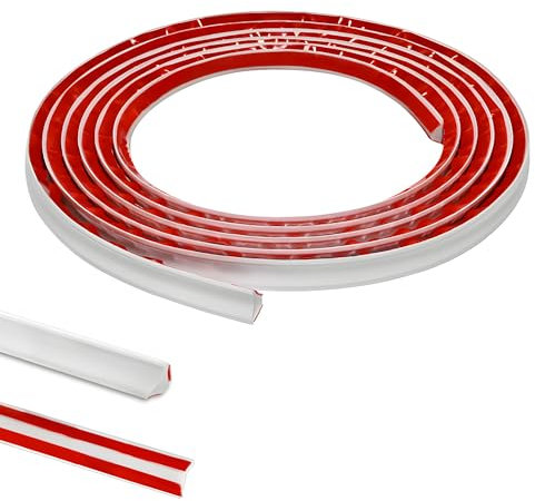 2.5M PVC Joint d'Étanchéité Autocollant Bordure de Finition Plan de Travail Cuisine Angle Mur, Joint Mur Intérieur Profil Finition Bande Finition Calfeutrage Moulure Plinthe,12mmx6mm Blanc