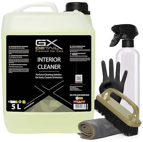 GxDetail Limpia Interiores y Tapicerías para Coche 5 Litro – Elimina Manchas, Suciedad y Olores – Fórmula Potente y Segura para Tela, Cuero y Alfombrillas – Acabado Profesional y Fácil Aplicación