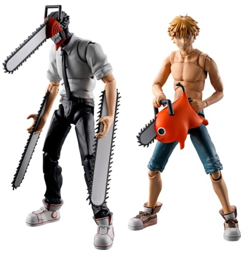 BANDAI Chainsaw Man SMP Doppelpack Kettensäge Man & Denji Modellbausatz-Set, 15 cm Kettensäge, Mand und Denji SMP Kit Macht Pose, sehr beweglich mit austauschbaren Teilen und Zubehör