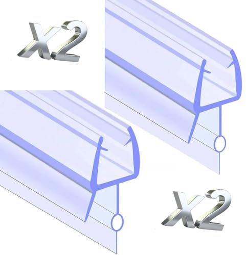 2 PEZZI Guarnizione Vetro Box Doccia SottoPorta, Profilo Orizzontale 80 cm Vetro Doccia, Guarnizioni Spessore Vetri 6/8 mm, NO PORTE CURVE, Acqua Interno, Incastro a Pressione Universale