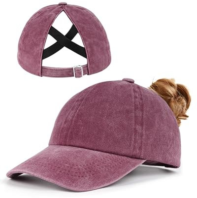 Zylioo Klein Pferdeschwanz Basecap Größe XS-S,Washed Ponytail Kappe Größe 53-56,Criss Cross Golf Cap Kleine Kopf