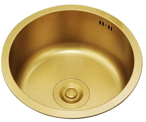 Küchenspülen Rundes Waschbecken Aus Goldfarbenem Edelstahl Bar-Balkon, Mini, Kleine Größe, Einzelschlitz Gemüsewaschbecken Unter Der Theke Spülbecken (Color : Gold, S : 32 * 32 * 20cm)