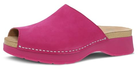 Dansko Ravyn Peep Toe Sandal for Women - Colorful and Stylish Shoe with Recycled Textile Linings and Leather Uppers - All-Day Legendary Comfort Fuchsia 8.5-9 M US
