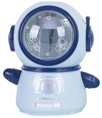 Temperamatite elettrico per, grazioso temperamatite Spaceman per aula a casa (azzurro)
