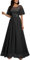 MIUSOL Women's Elegant Flutter Sleeves Lace Sequin Prom Bridesmaids Party Gown Formal Maxi Dress (Small, Black)