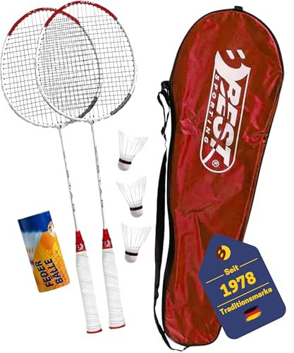 Best Sporting Badminton Set 260 XT – Mit 2 leichten Schlägern, 3 Bällen und praktischer Tragetasche – Perfekt für den Freizeitsport im Garten, Park oder am Strand