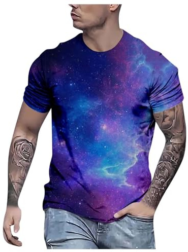 Camiseta gráfica de manga corta de verano camisetas Galaxy camisa hombre 3D galaxia estampado divertido camisetas universo estrella espacio cuello redondo cielo estrellado tops carnaval disfraces