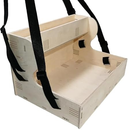 Nostalgie Holz Bauchladen hell mit Oberlade 2 Gurte JGA Fete Catering 42 cm x 30 cm mit schwarzen Tragegurten