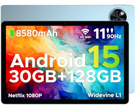 DOOGEE U11 PRO Android Tablets, 30GB RAM + 256GB ROM/2TB, Unisoc T7200 Octa-Core 11 Inch Tablet, 8580mAh Large Battery, 90Hz IPS Screen, 13MP+5MP Camera, Widevine L1/3.5mm Jack/Face Unlock/FM/OTG