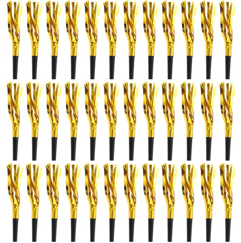 MUNSKT Rumoroso Dorato Con Frange,30pcs Soffiatore Di Festa,Giocattolo Di Fischio Di Corno per Compleanno Eventi Sportivi Nuovo Natale