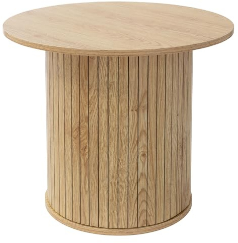 ML-Design Couchtisch rund Ø60 x 50 cm, Holz-Optik, Braun, Wohnzimmertisch mit überstehender Tischplatte, Beistelltisch ideal für Wohnzimmer, Kaffeetisch im modernen Stil, Sofatisch für Tee und Kaffee
