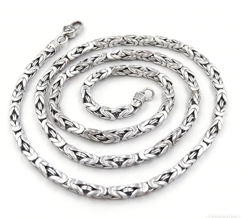 Äkta 925 Silver Halsband Män Kvinnor 4mm Bysantinsk Kedjelänk