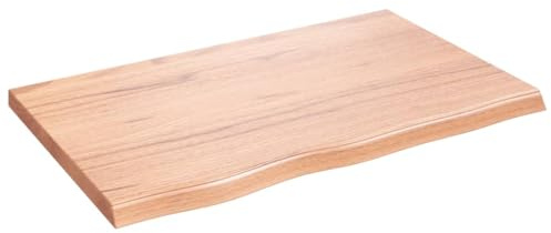 YUTAASU Mensola da parete in legno massello di rovere trattato, 80 x 50 cm, con bordo naturale, realizzata a mano, in legno di rovere marrone medio, per soggiorno, camera da letto, bagno, versatile