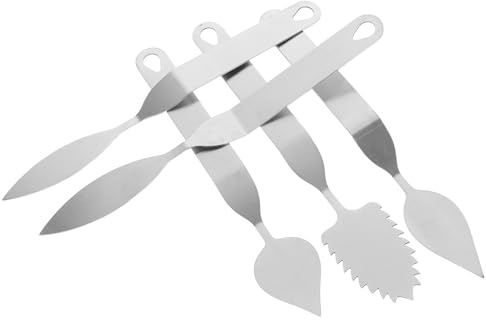 GANAZONO Set med 5 silverfärgade blad i rostfritt stål för chokladdekoration, ergonomiska bakverk och hotellskumkaksspatel