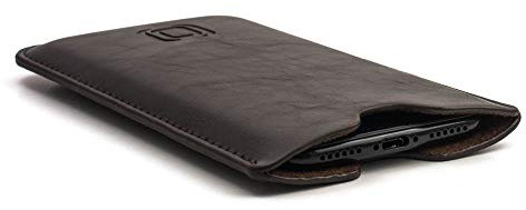 Dockem Einsteckhülle Executive für iPhone 17-11, 17-12 Pro, 16e, XR (6.1/6.3 inch) – Leicht Gepolstertes Veganes Premiumleder mit Mikrofaser – Schlanke Hülle [Dunkelbraun]