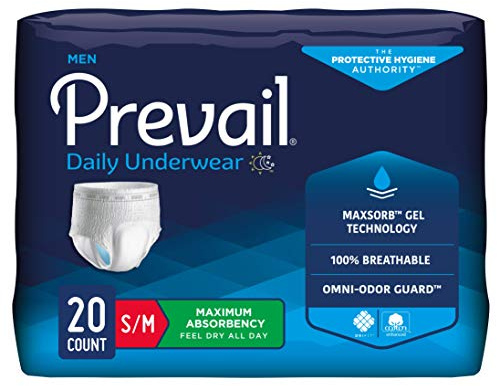 Prevail Daily Incontinence Underwear for Men & Women Small/Medium 20 Count