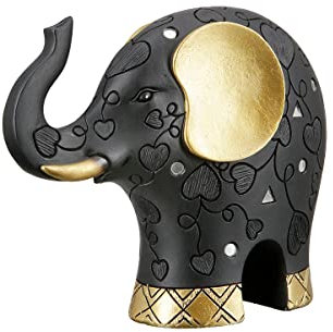 GILDE Moderne Elefanten Deko Figur Skulptur aus Kunstharz - Dekoration Wohnzimmer Farbe: schwarz Gold - Höhe 20 cm