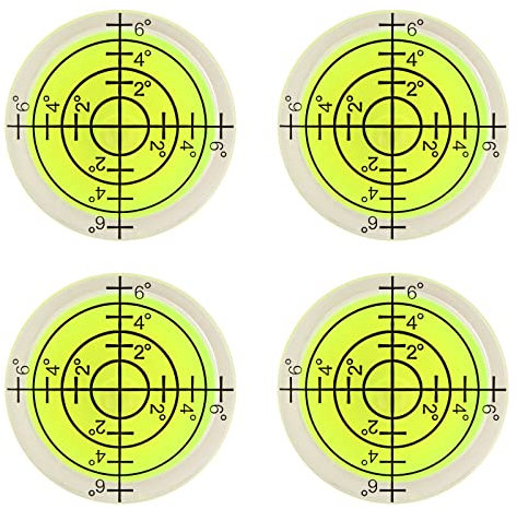 Nivofu 4stk Libelle, Wasserwaage, 32mm Durchmesser Wasserwaage Klein, Mini, Libelle Wasserwaage Kleben, Wasserwaage Wohnmobil, Mini Bubble Spirit Level für Kamera Camping Wohnwagen