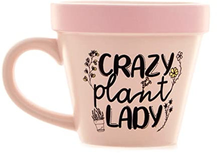 Boxer Gifts 'Crazy Plant Lady' Plant Pot Mug | Funny Gardening Gifts for Women - Houseplant Gift for Plant Lovers | Garden Present for Mum On Christmas & Birthday, Pink