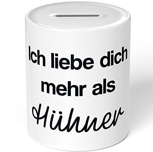 JUNIWORDS Spardose Sparbüchse, Ich Liebe Dich mehr als Hühner (1009168)