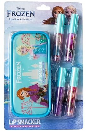 Lip Smacker Frozen Lip Gloss Set, Colorful Frozen-Inspired Make-up Giftset for Kids Including 4 Shiny Lip Glosses and a Winter Wonderland Celebration Pouch for your Kids' Princess Look On-the-Go