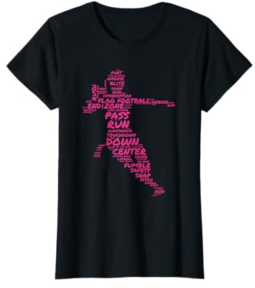 Girls Flag Football Player Word Art Typography T-Shirt