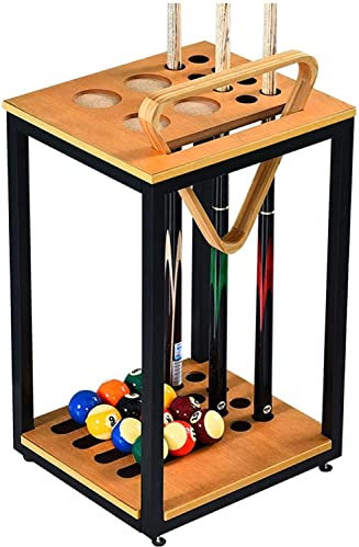 Billard-Queue-Ständer, nur Billard-Queue-Ständer, für 8 Queues, Kugel-Queue-Ständer, Eisenstangenrahmen + Pool-Queue-Halter-Racks aus massivem Holzpaneel