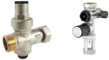 SOMATHERM FOR YOU - Réducteur de pression à piston - Ecrou tournant -Mâle 20/27 & COMAP Groupe de sécurité 889 siège Inox droit pour chauffe eau, cumulus - 20x27 ou 3/4 - R110007001
