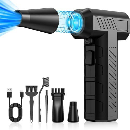 Elektrische Staubgebläse, 3-Gang 150000 U/min Compressed Air Duster, Cordless Wiederaufladbar Druckluftspray PC Reinigungsset Mit 7500mah Akku für Car,Laptop,Tastatur,Auto,Bürogeräte,Sof