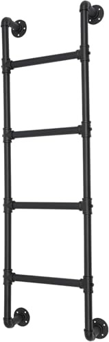 Scala a 4 pioli per letto a castello, 10 x 4 m, montaggio a parete, cantina, finestra, pozzo, in ferro battuto, carico a gradini per tubi industriali 150 kg, per interni ed esterni, per soffitta