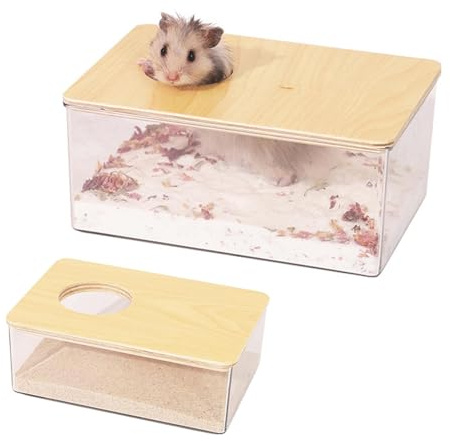 Anwangda Hamster Sand Bath Container, Transparent Hamster Sand Bath Box, Acrylic Pet Bath, Hamster Sand Bathroom, Animal Sauna Toilet, Sand Bathroom for Hamster Mice Lemming Gerbils