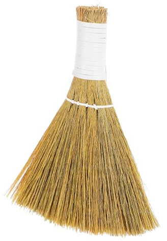 POPETPOP Small Miscanthus Broom Portable Cleaning Brush for Desk and Tabletop Use Handheld Mini Broom for Household Cleaning