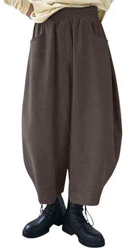 Womens Wide Leg Barrel Trousers Vintage Elastic Waist Baggy Boyfriend Pants Fall Winter Comfor Work Office Palazzo Harem Sweatpants Fashion Casual Y2K Hip Hop Streetwear