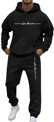 2 Pezzi Tuta Uomo Sportiva Completa LOS ANGELES Firmate Invernale Tuta da Ginnastica due Pezzi Giacca e Pantaloni con Tasche Y2k Tute Complete Invernali Traspirante Corsa Abbigliamento Streetwear,2025