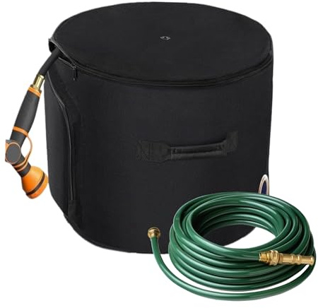 Duroecsain - Almacenamiento de manguera para jardín y jardín, contenedor Oxford, con orificio de drenaje para jardín, balcón, terraza, piscina, garaje, granja