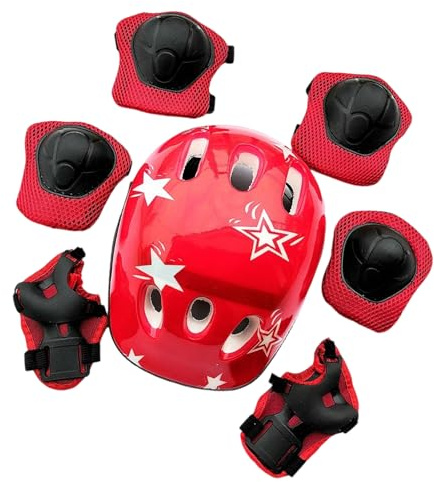 Whoasyst 7Pcs Child Protective Gear Sport Equipment Includes Children Headgear Knee Pad Elbow Guard Wrist Guard For Scooter Elbow Pad Kids