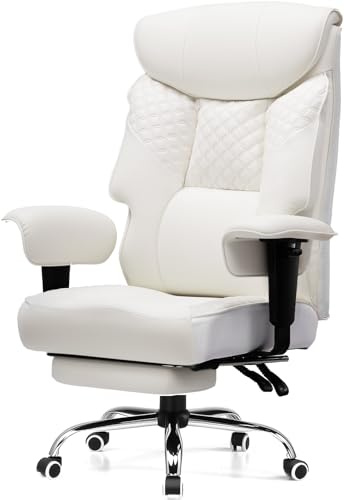 COMHOMA Silla de gaming para personas grandes y pesadas, silla ergonómica de oficina de hasta 180 kg, cojín de asiento 3D, ajustable con reposapiés, piel sintética, alta comodidad para oficina y