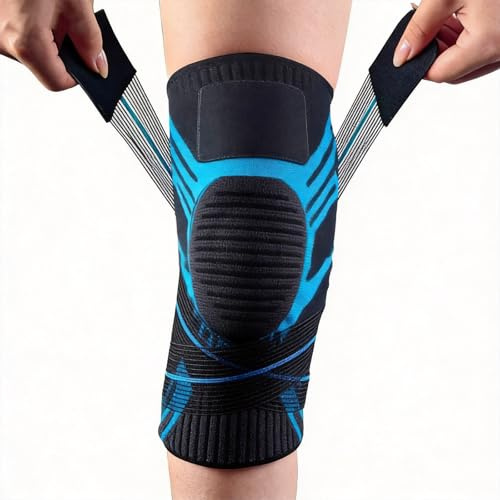 Rodilleras Menisco y Ligamento Deportiva Ajustable, Rodilleras Deportivas Para Hombres y Mujeres, Rodillera Rotuliana Con Estabilizadores Laterales y Almohadillas de Goma, Para Correr, Voleibol (M)