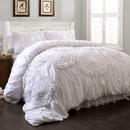 Lush Decor Comforter Set, Polyester, White, King