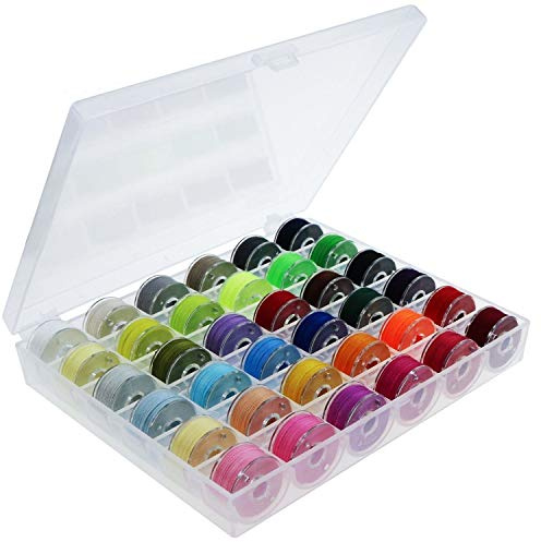 byou Hilos Coser Maquina,Bobinas y Hilo de Coser 36 Piezas Colores Surtidos Hilos in Poliéster para Máquina de Coser con Caja Transparente Plastico para Brother Singer Babylock Janome Kenmore