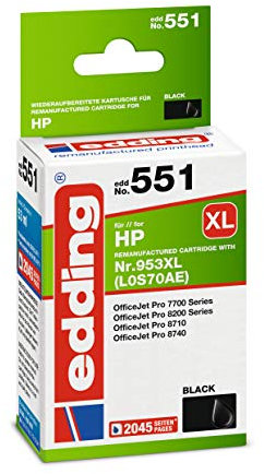 Edding Wiederaufbereitete Druckerpatrone EDD-551 - Einzelpatrone - Schwarz - 53 ml - Reichweite 2045 Seiten - Ersetzt HP 953XL (L0S70AE)