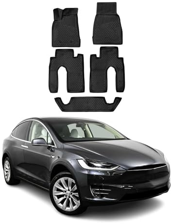 OMAC Tapis de Sol Compatible avec Tesla Model X 2016-2020 en Caoutchouc Noir